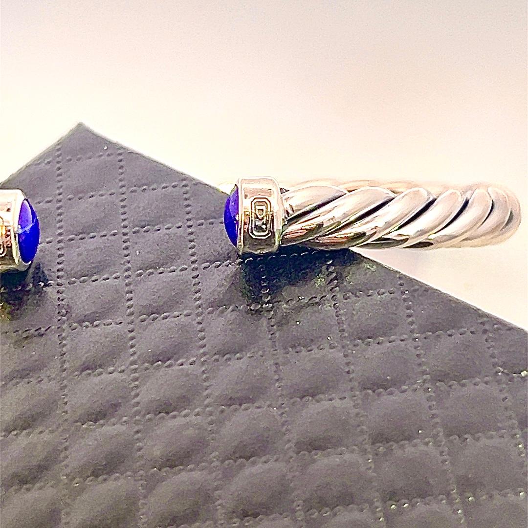 David Yurman Authentic Estate Mens Lapis Lazuli Cable Cuff Bracelet 7