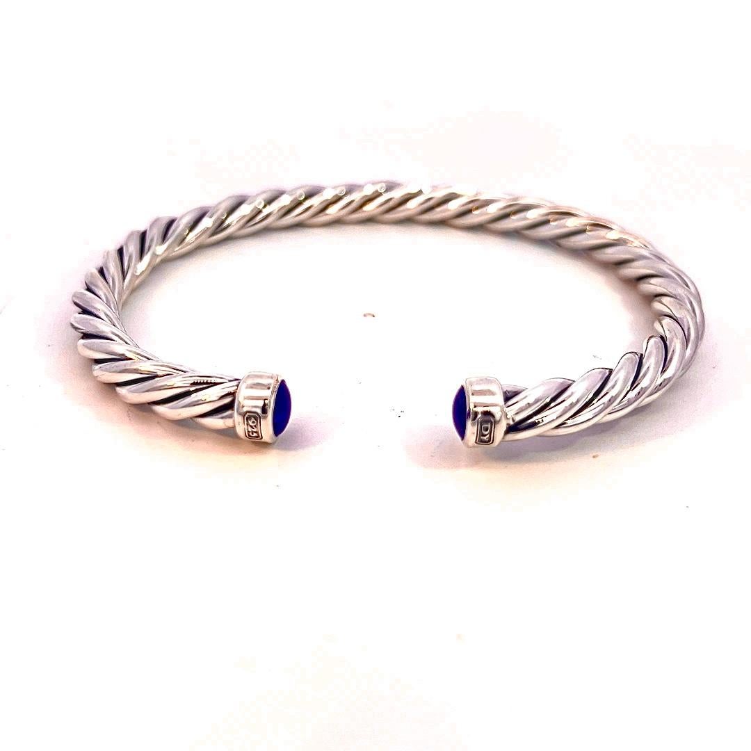 Women's David Yurman Authentic Estate Mens Lapis Lazuli Cable Cuff Bracelet 7