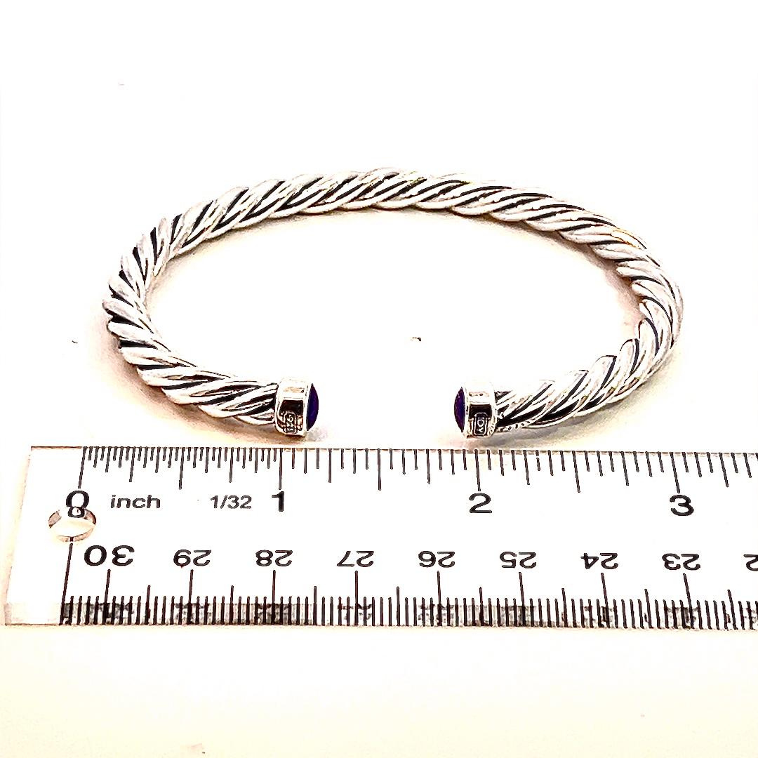 David Yurman Authentic Estate Mens Lapis Lazuli Cable Cuff Bracelet 7