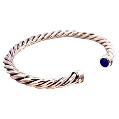 David Yurman Authentic Estate Mens Lapis Lazuli Cable Cuff Bracelet 7"