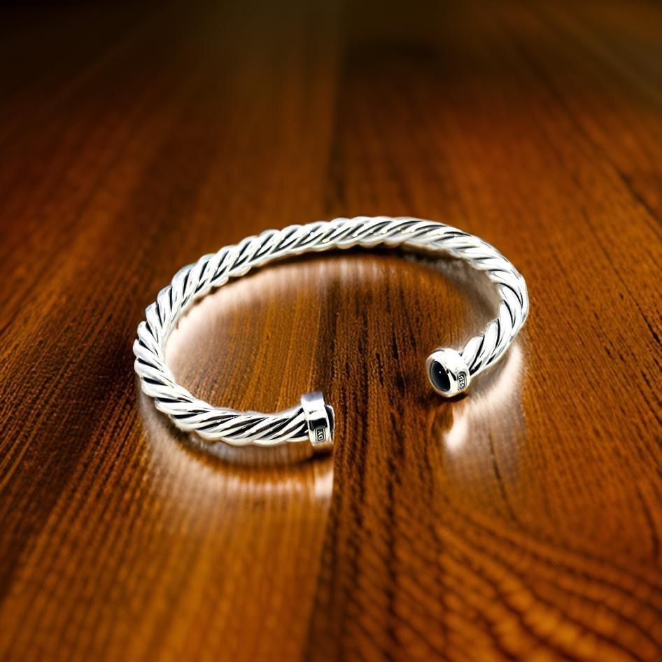 David Yurman Authentic Estate Mens Onyx Cable Cuff Bracelet 8
