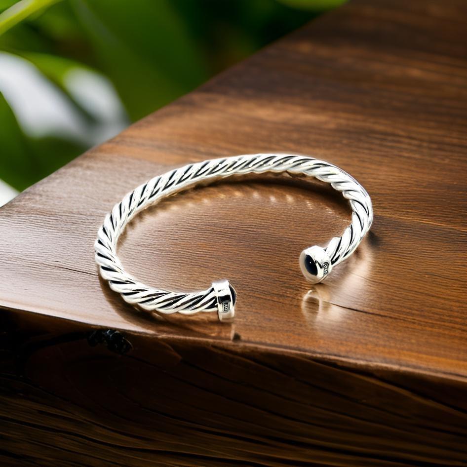 David Yurman Authentic Estate Mens Onyx Cable Cuff Bracelet 8