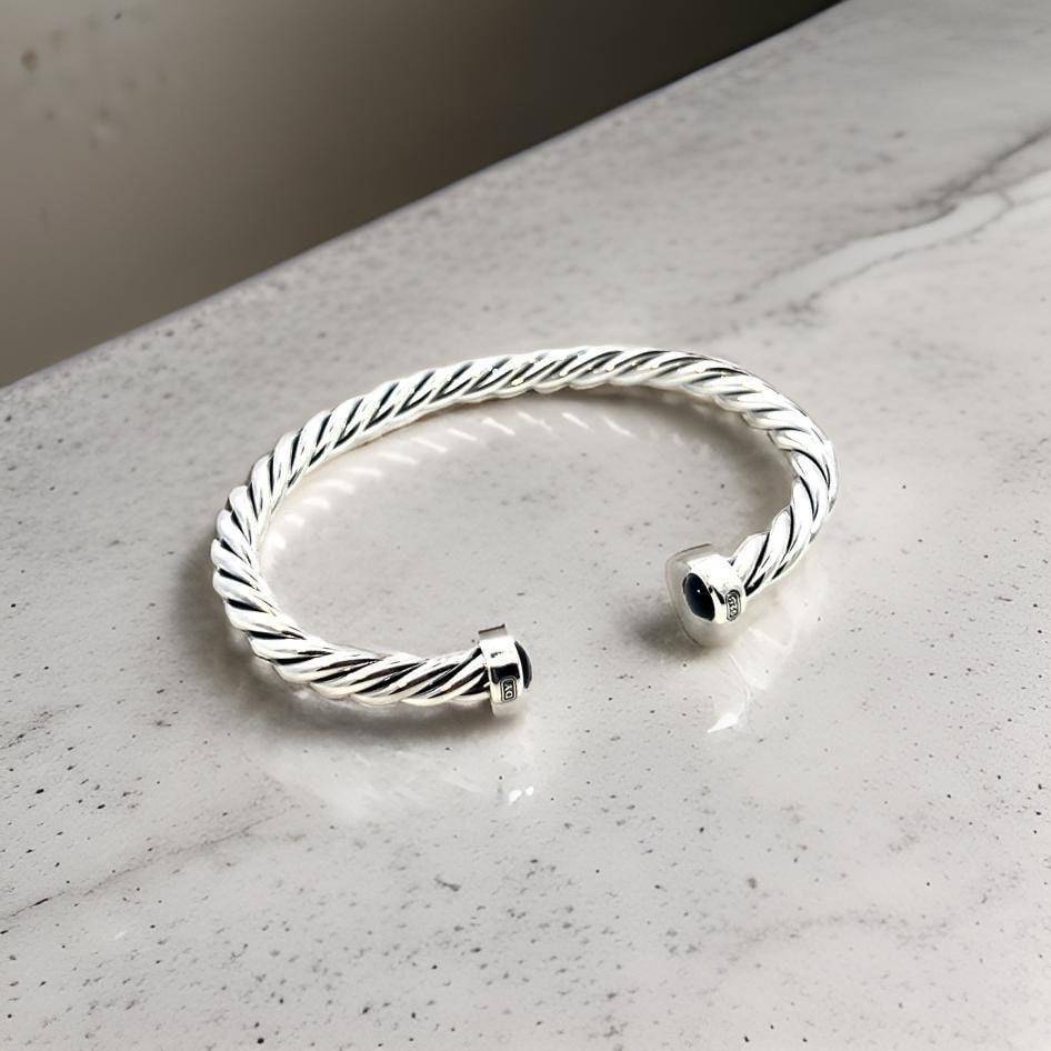 David Yurman Authentic Estate Mens Onyx Cable Cuff Bracelet 8