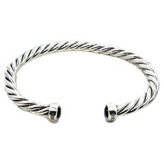 David Yurman Authentic Estate Mens Onyx Cable Cuff Bracelet 8" Silver 6 mm