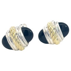 David Yurman Authentische Nachlass Onyx Manschettenknöpfe 14k Gold & Silber 12,5 Gramm