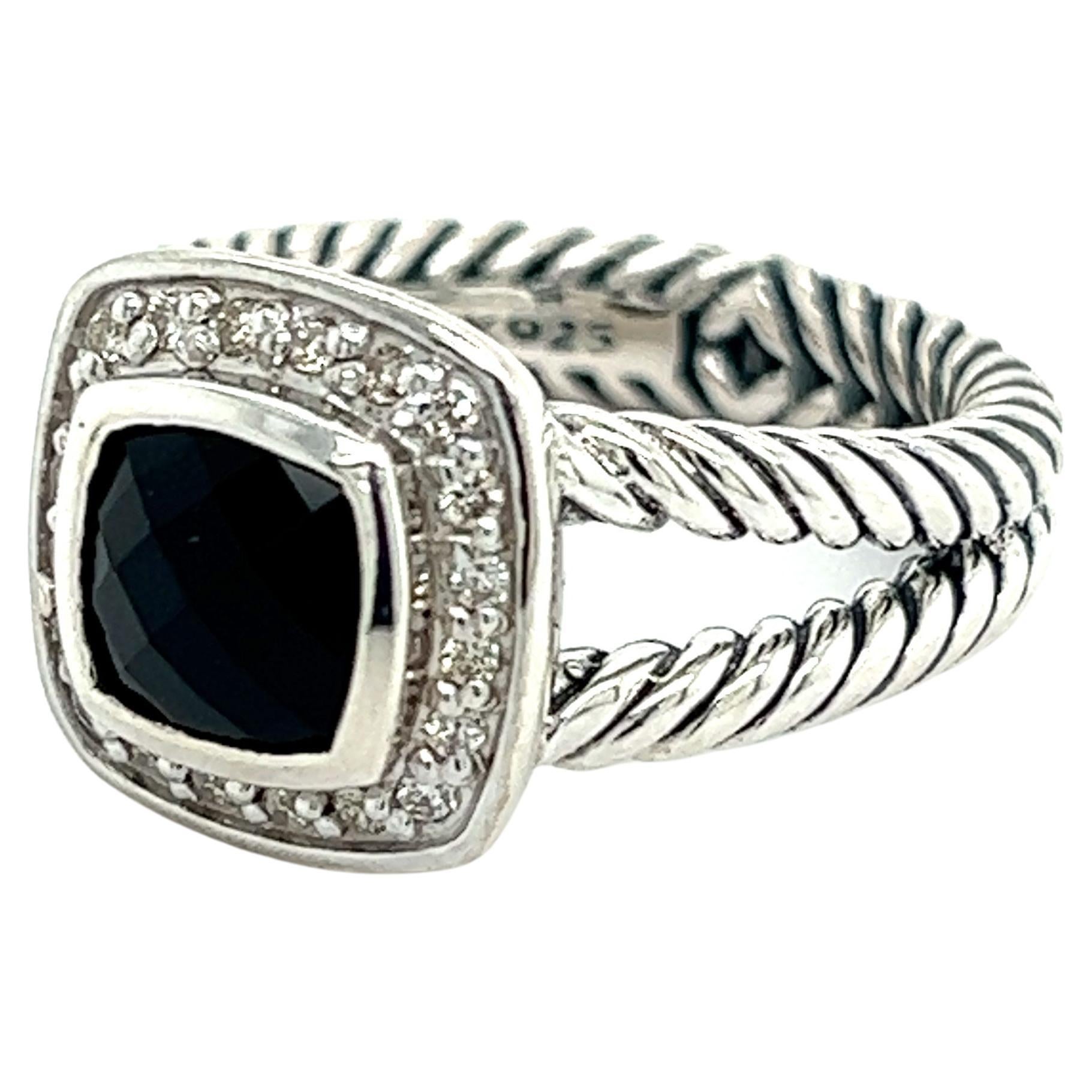 David Yurman Authentic Estate Black Onyx Albion Ring 5.75 Silver For