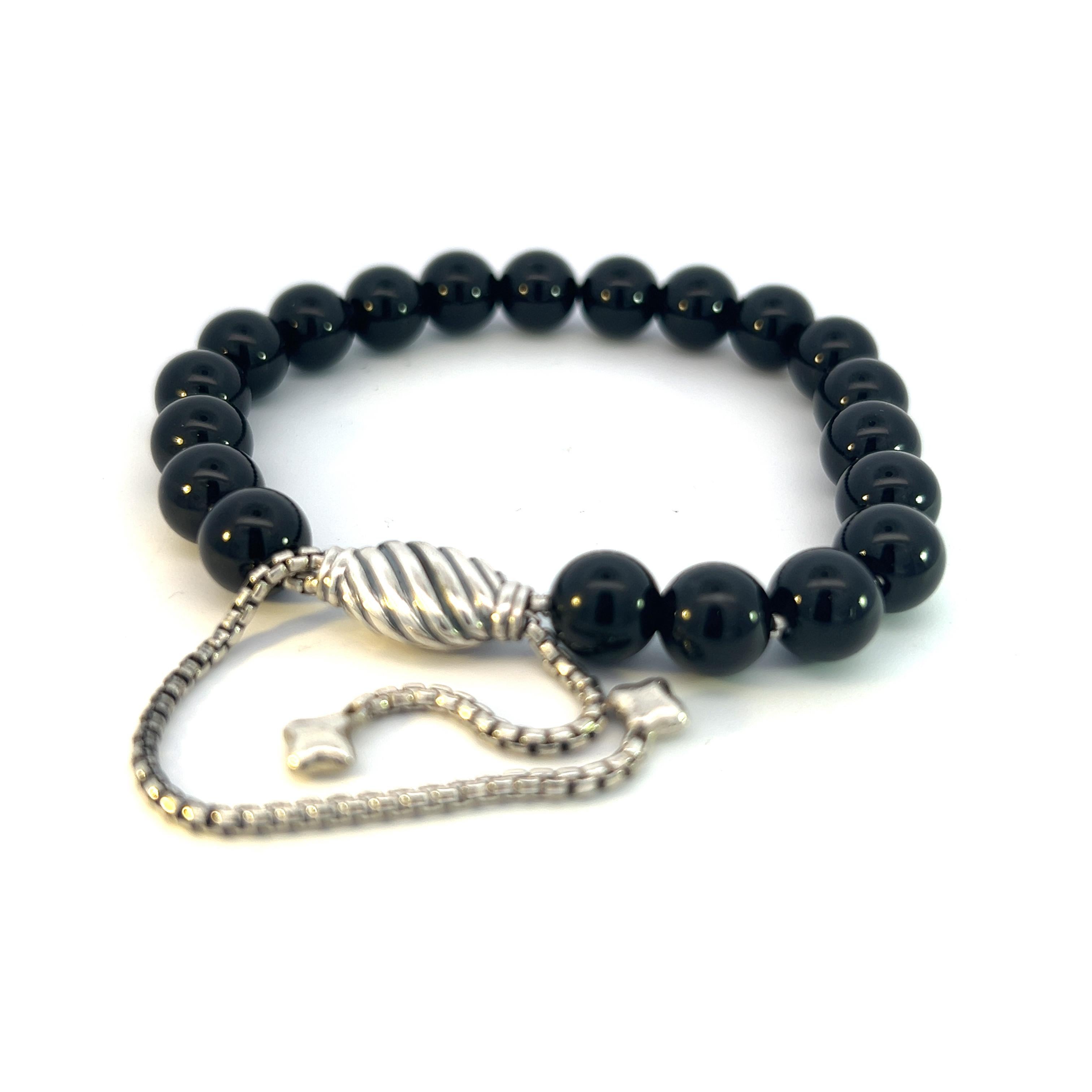 Women's David Yurman Authentic Estate Onyx Polished Spiritual Beads Bracelet 6.6 - 8.5