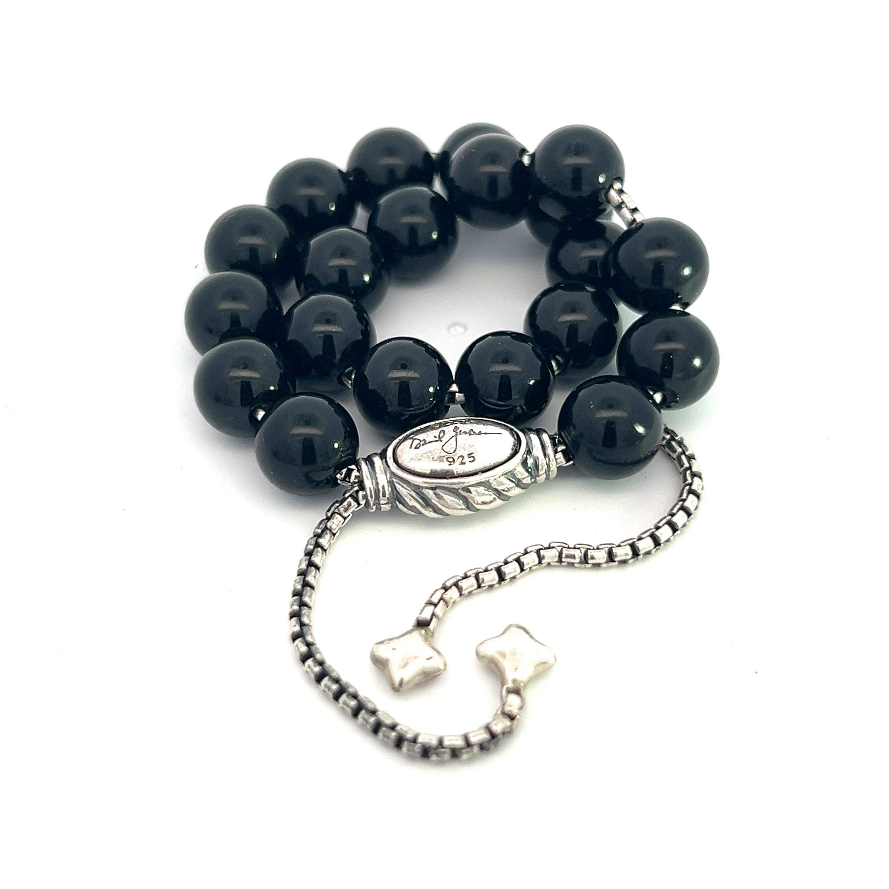 David Yurman Authentic Estate Onyx Polished Spiritual Beads Bracelet 6.6 - 8.5