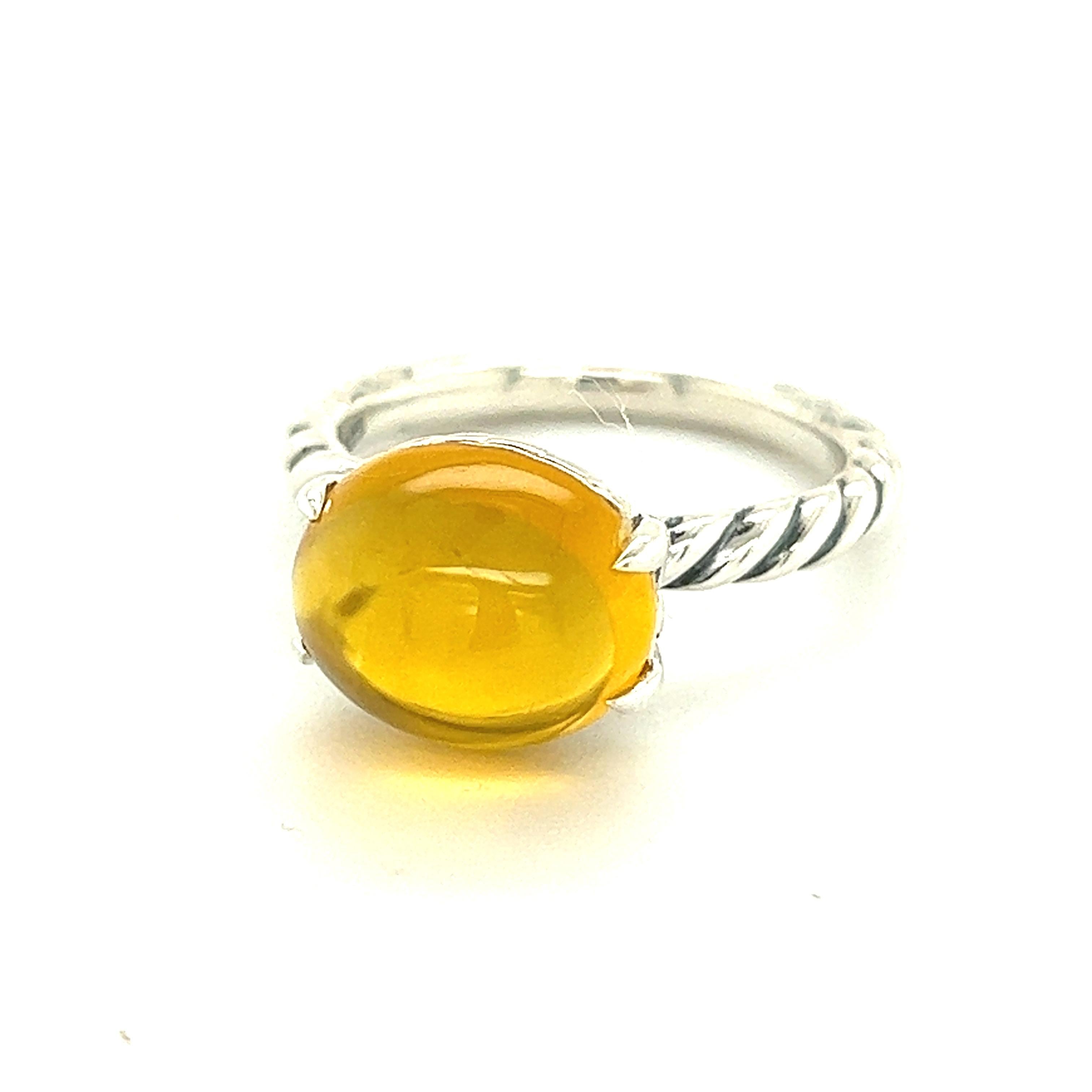 Oval Cut David Yurman Authentic Estate Oval Citrine Cable Ring 6.5 Silver