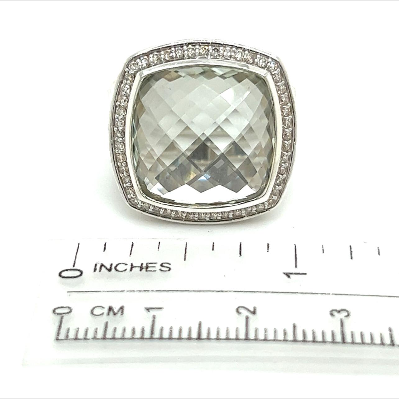 Women's David Yurman Authentic Estate Prasiolite Pave Diamond Albion Ring Silver