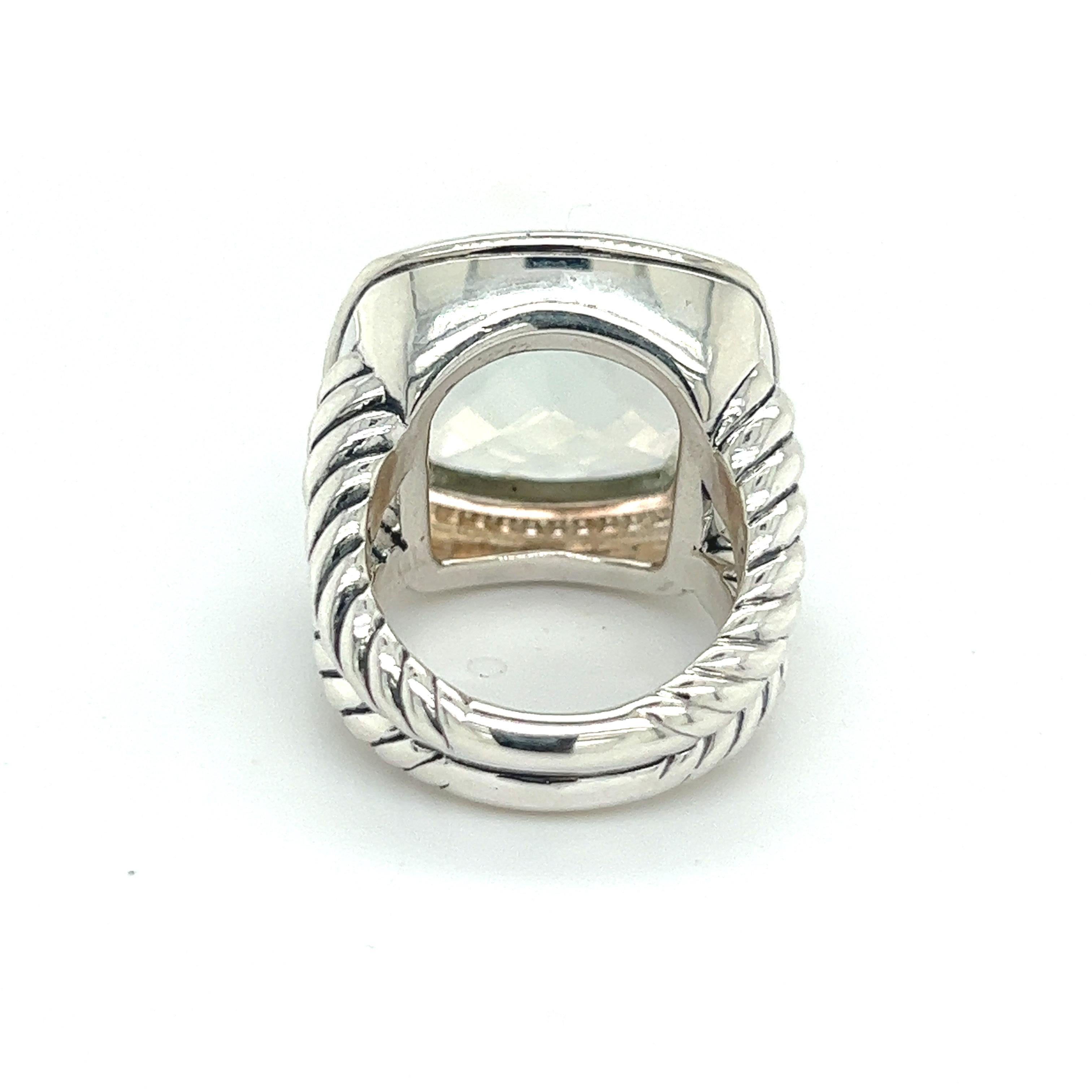 David Yurman Authentic Estate Prasiolite Pave Diamond Albion Ring Silver 1