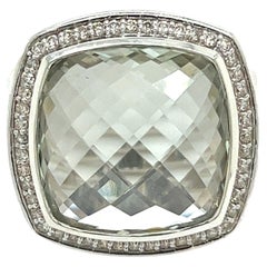 Vintage David Yurman Authentic Estate Prasiolite Pave Diamond Albion Ring Silver