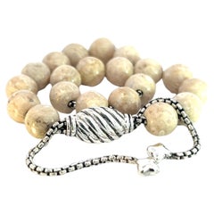 David Yurman Authentic Estate River Stone Spiritual Beads Bracelet 6.6 - 8.5" (Bracelet de perles spirituelles en pierre de rivière) 