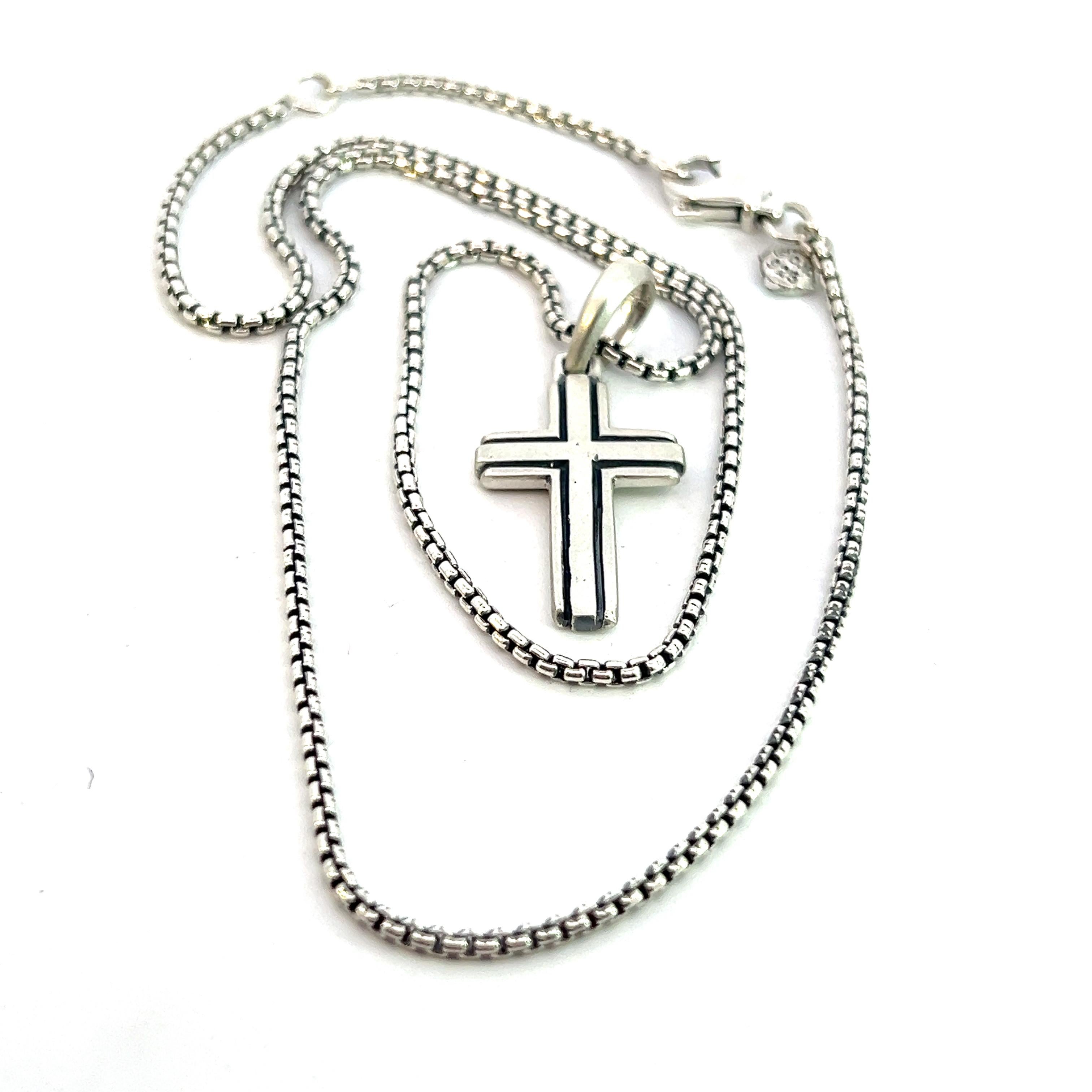 X Cross Pendant in Sterling Silver with 18K Yellow Gold and Diamonds, 32mm  | David Yurman