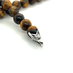 David Yurman Bracciale di preghiera con occhio di tigre autentico Estate 8" A. Silver