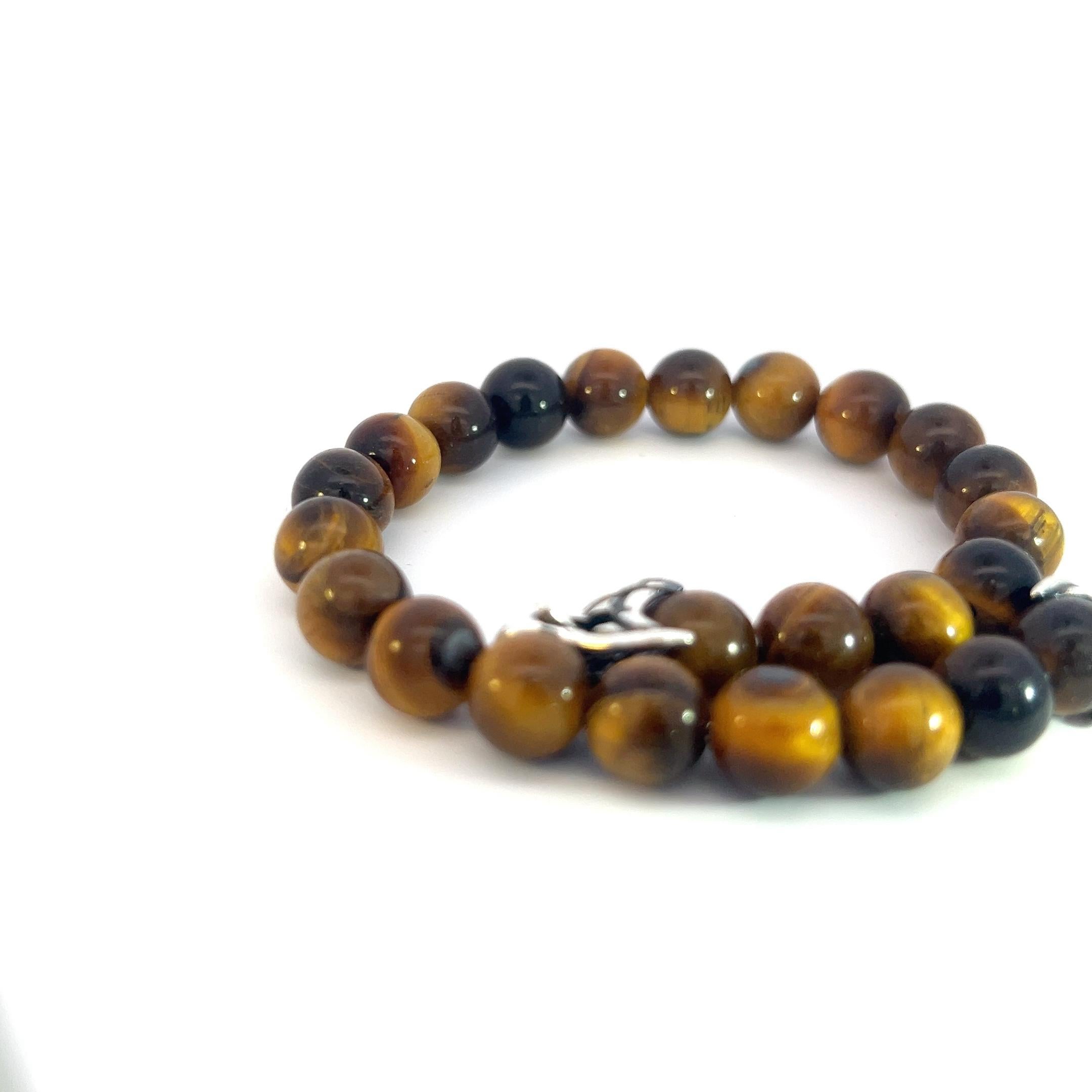 Authentic David Yurman Estate Tiger Eye Spiritual Bead Bracelet 8.5