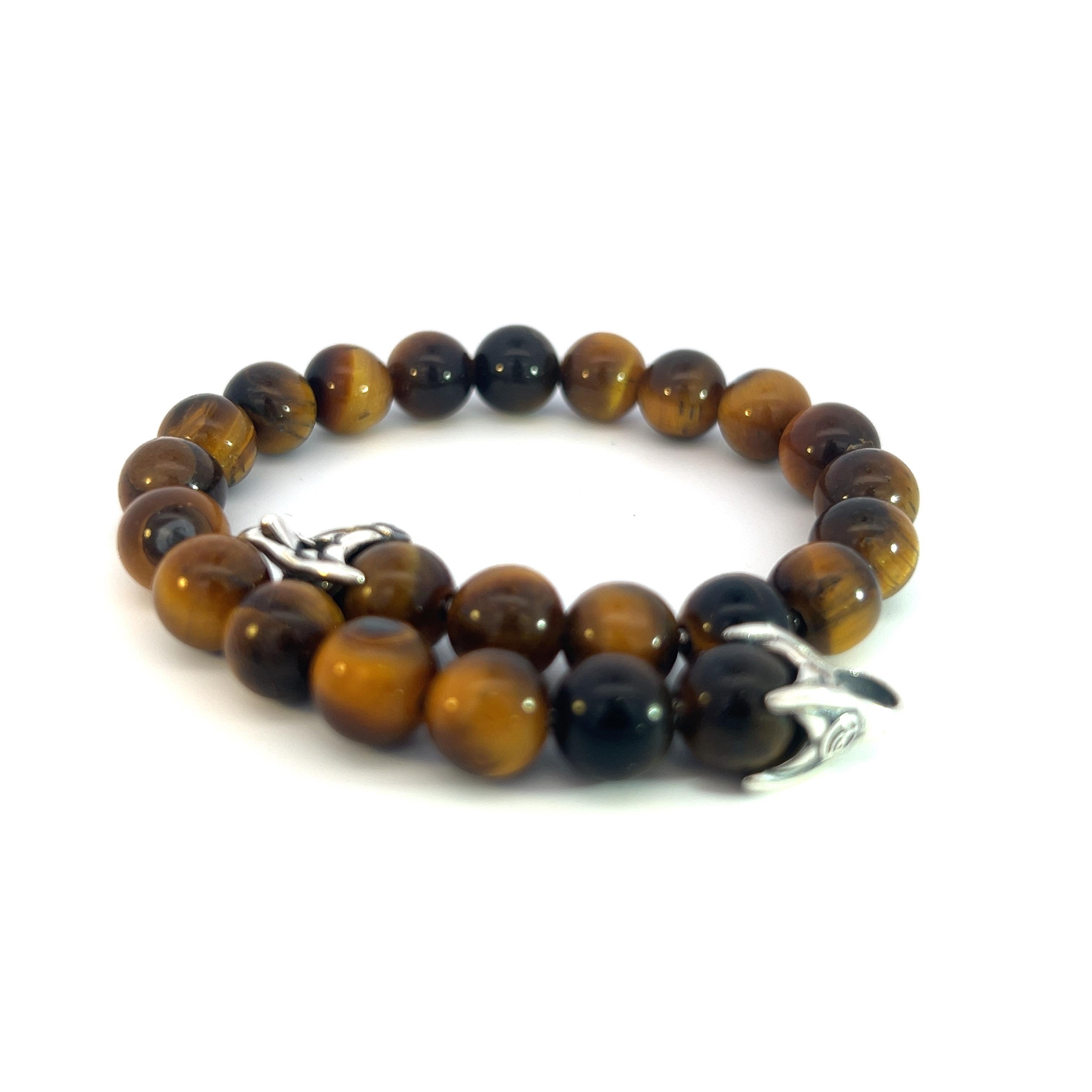 David Yurman Authentisches Nachlass Tigerauge Gebet Perlenarmband 8.5