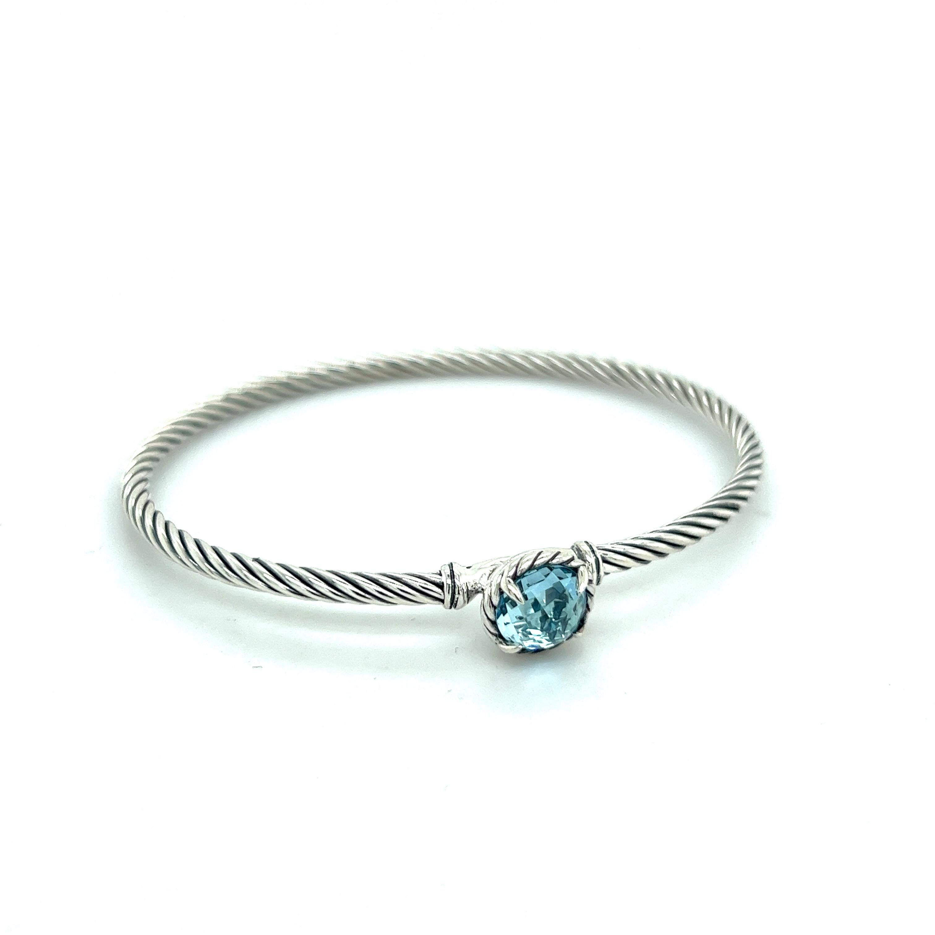 Authentic David Yurman Estate Blue Topaz Petite Chantelaine Bracelet Size 7.5