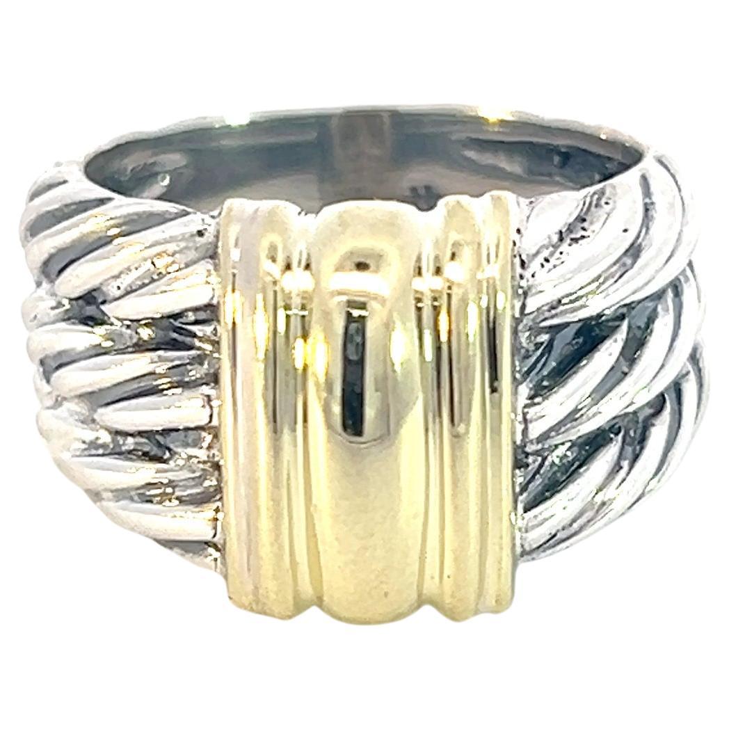 David Yurman Authentic Estate Triple Cable Ring 5.75 14k Gold Silver For Sale