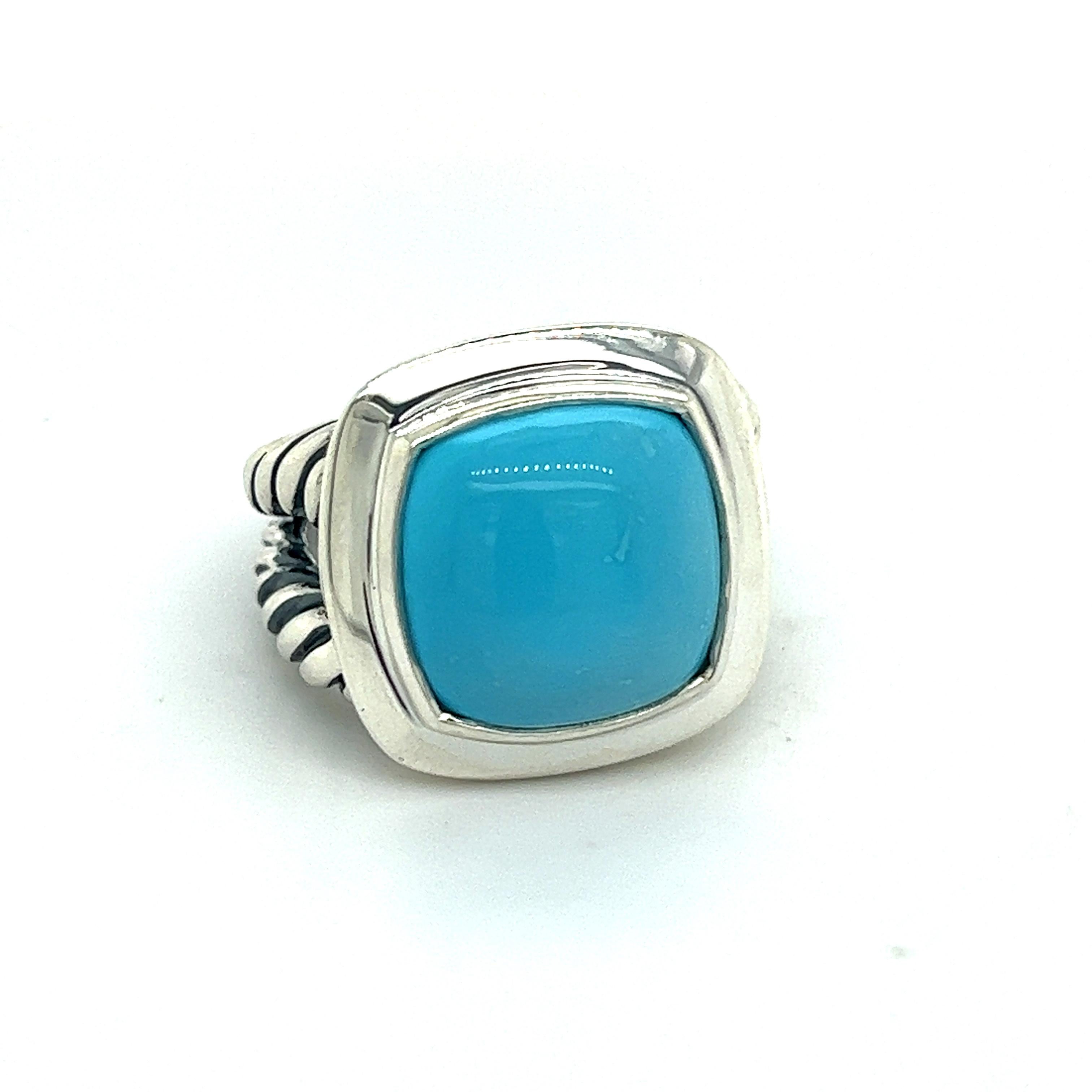 Authentischer türkisfarbener Albion-Ring von David Yurman aus 6,75 Silber 1