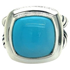 David Yurman Bague Albion authentique en argent avec turquoise de 6,75 carats 