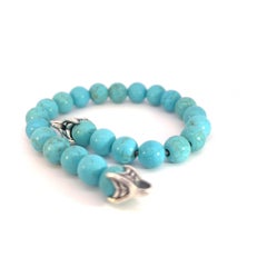 David Yurman Authentic Estate Turquoise Prayer Bead Bracelet 8" Sterling Silver