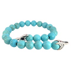 David Yurman Authentic Estate Turquoise Prayer Bead Bracelet 8" Sterling Silver