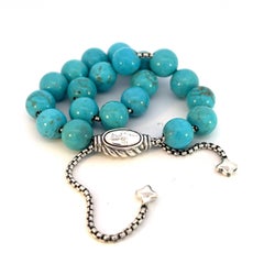 David Yurman Authentic Estate Turquoise Spiritual Beads Bracelet 6.6 - 8.5" (Bracelet de perles spirituelles)