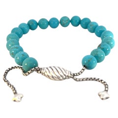 David Yurman Authentic Estate Turquoise Spiritual Beads Bracelet 6.6 - 8.5" (Bracelet de perles spirituelles)