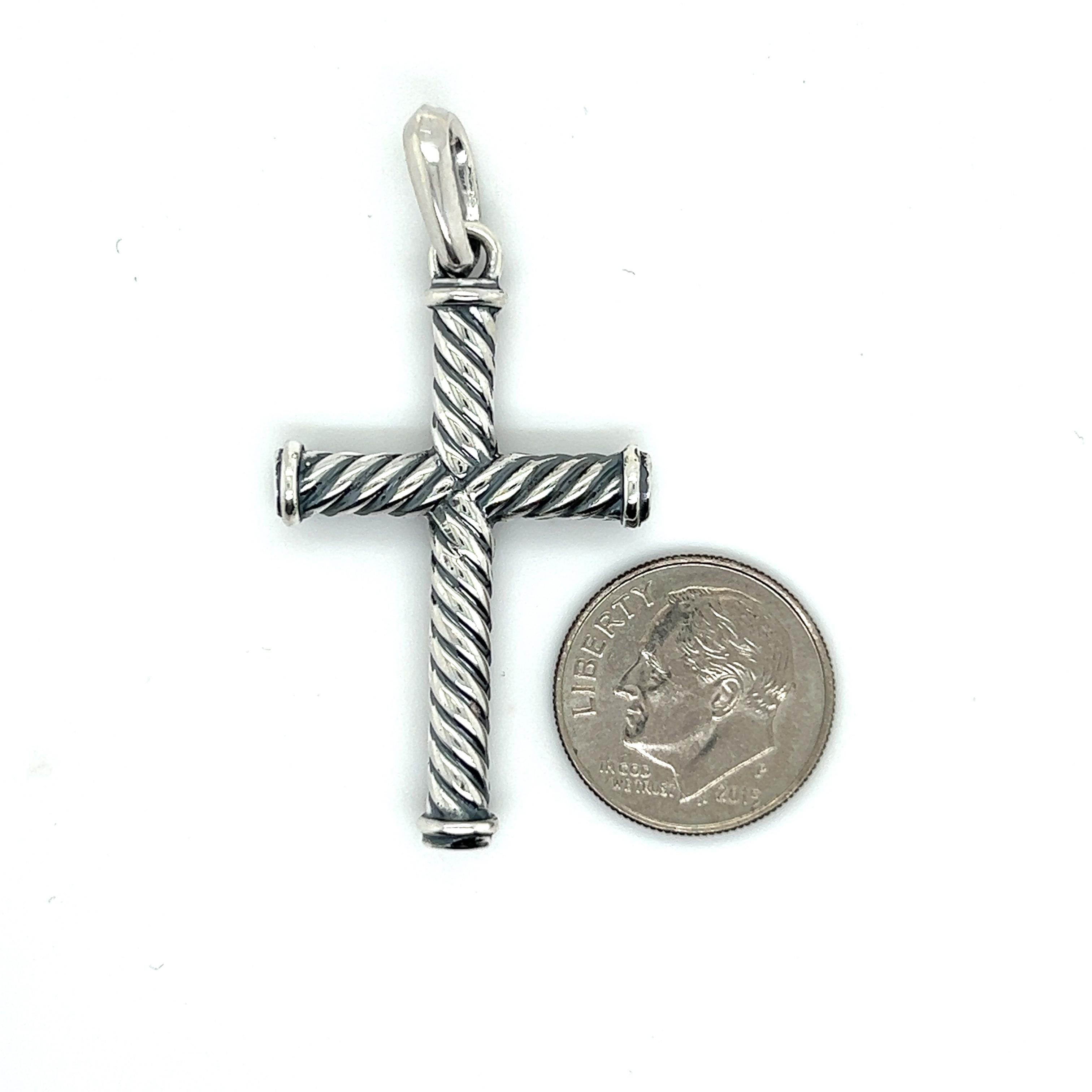 David Yurman Authentic Estate - Croix de câble unisexe en argent Pour femmes en vente