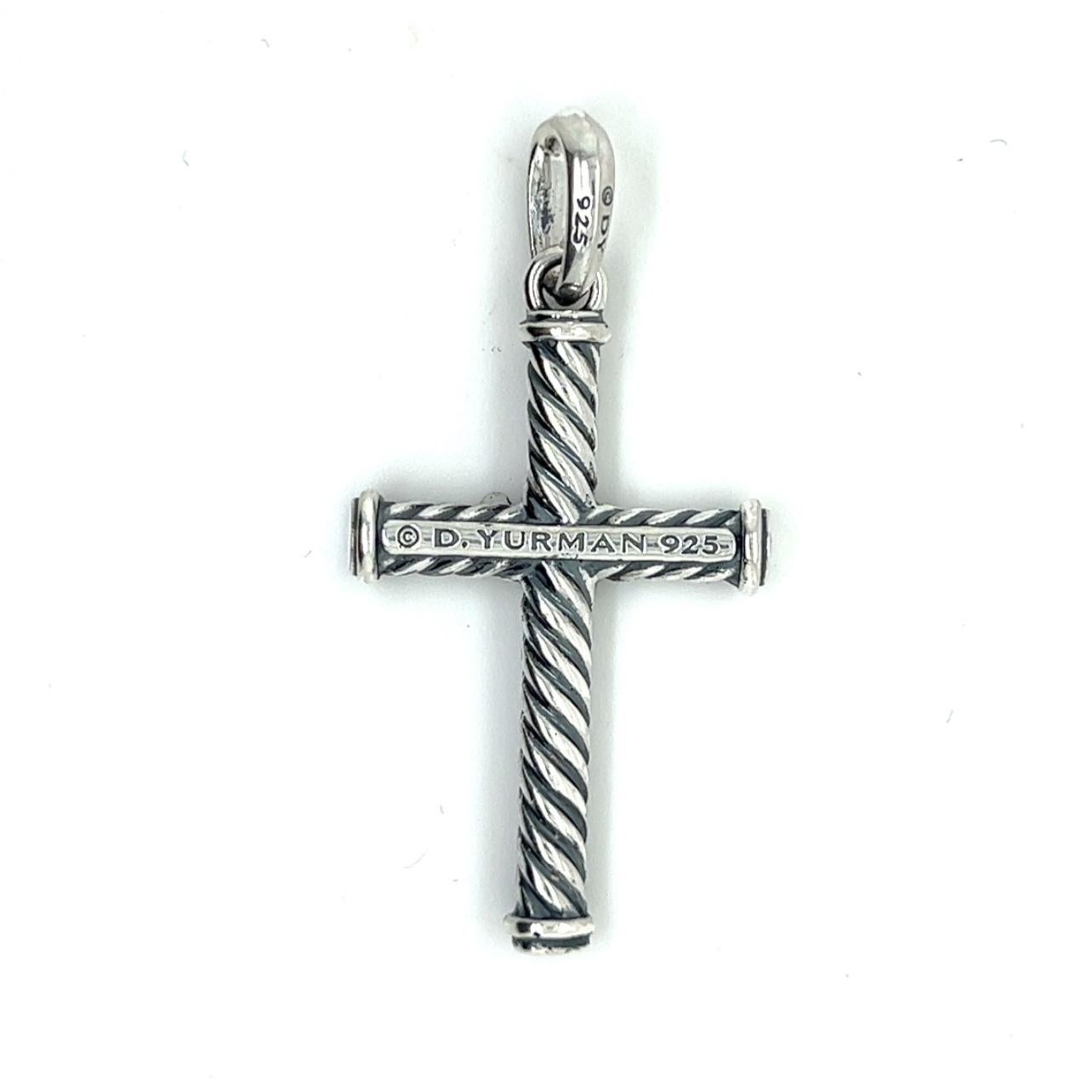 David Yurman Authentic Estate - Croix de câble unisexe en argent en vente 2