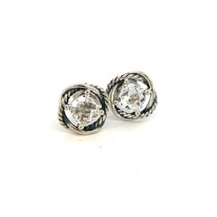 David Yurman Authentic Estate White Topaz Infinity Earrings Silver
