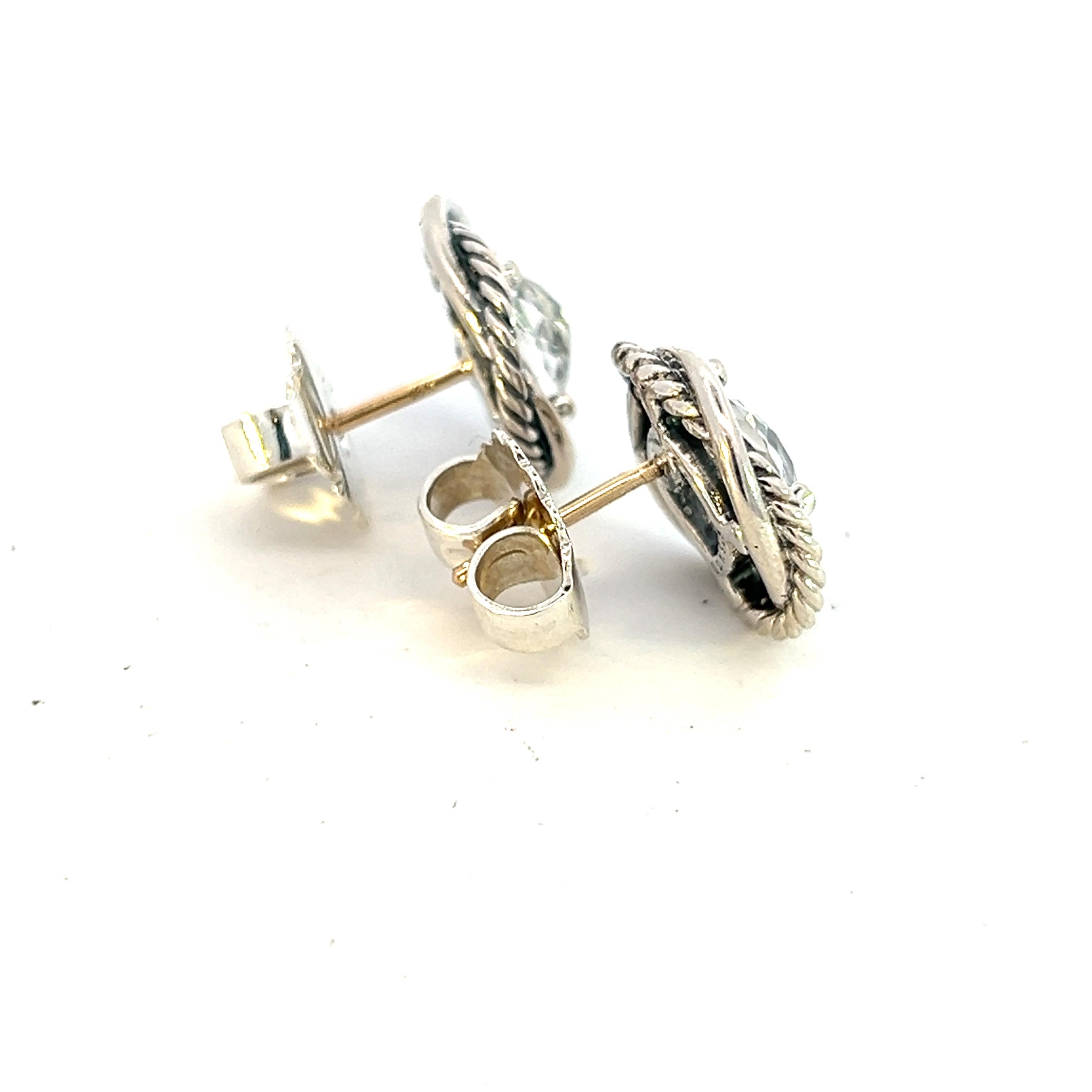 David Yurman Authentic Estate White Topaz Infinity Earrings Silver In Good Condition In Brooklyn, NY