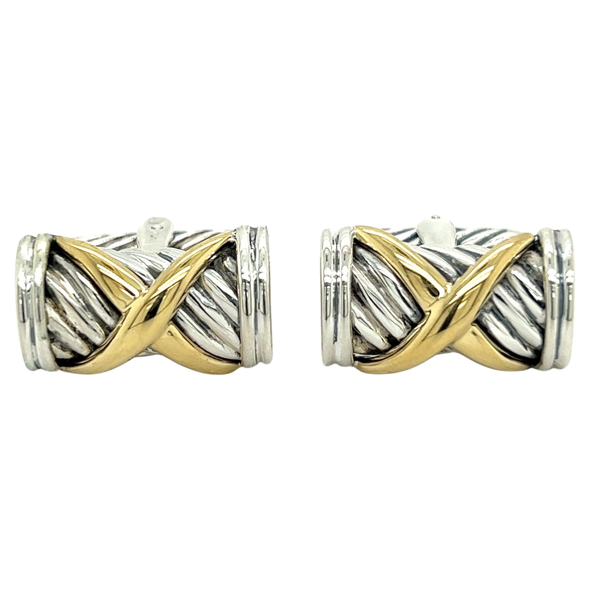 David Yurman Authentic Estate X Cufflinks 14k Y Gold Silver DY261 For