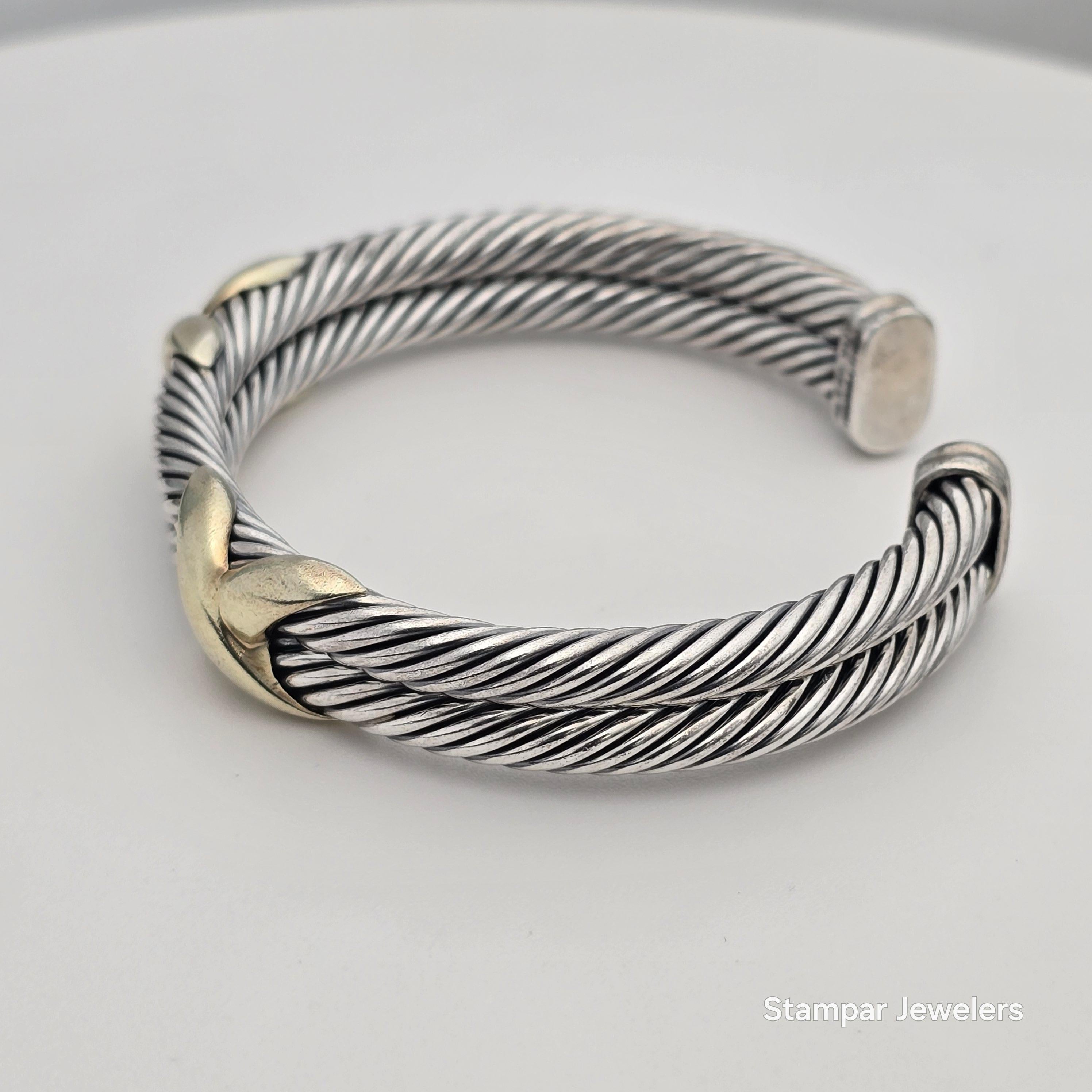 David Yurman bangle bracelet 14KT or et argent Unisexe en vente