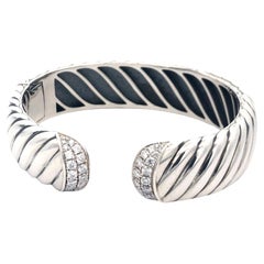 David Yurman Armreif aus Sterlingsilber mit Diamanten tips in Sterlingsilber
