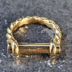 David Yurman Barrel Maritime Ring 18k Yellow Gold Cable Bar 13.8g ~sz 10.5