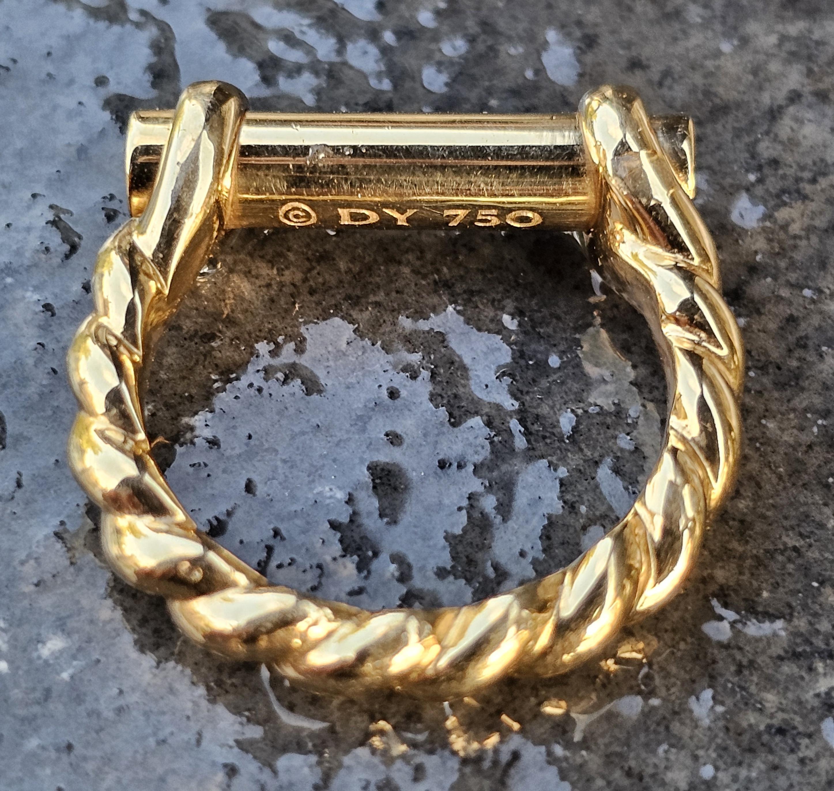 David Yurman Barrel Maritime Ring 18k Yellow Gold Cable Bar 13.8g ~sz 10.5 Bon état - En vente à Northbrook, IL
