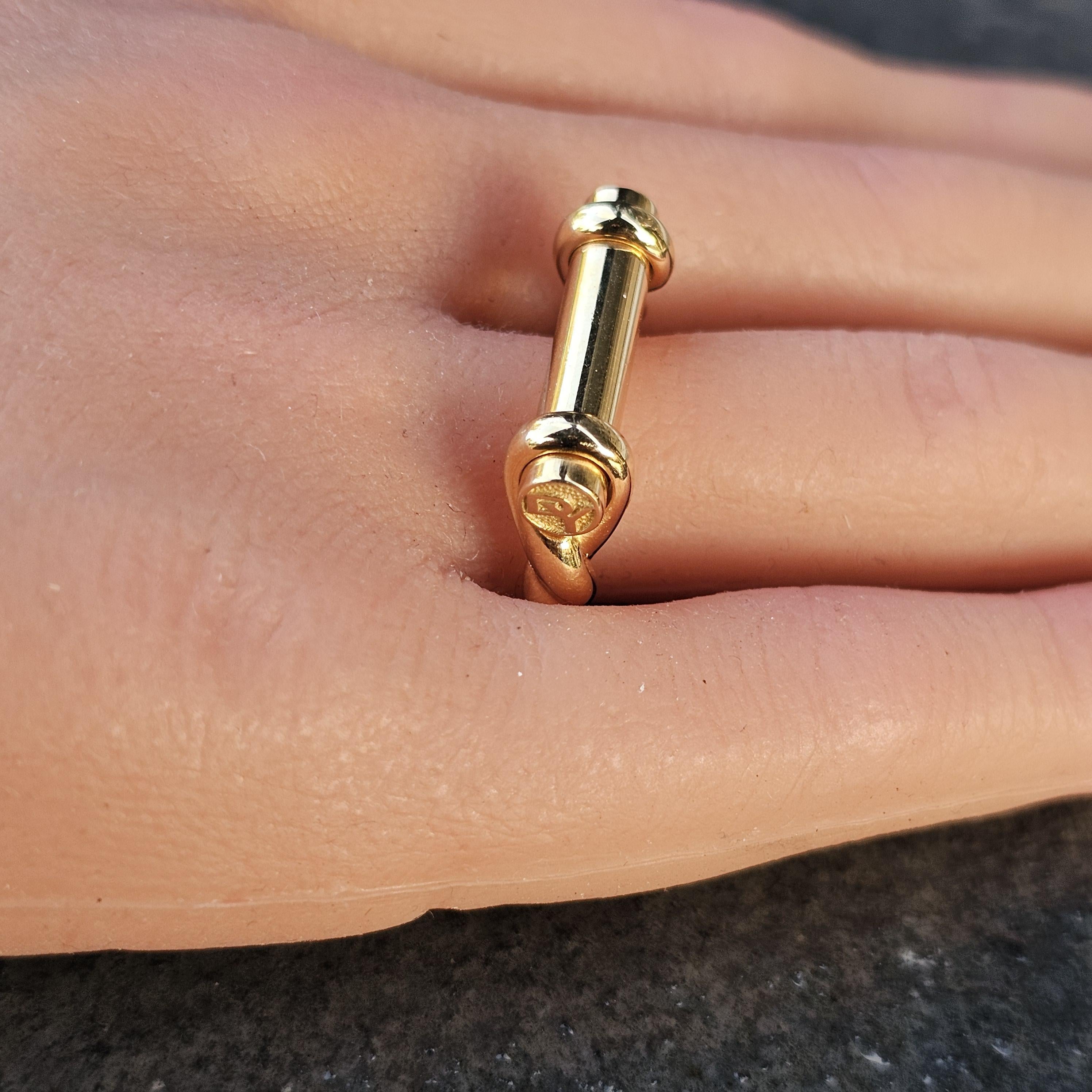 David Yurman Barrel Maritime Ring 18k Yellow Gold Cable Bar 13.8g ~sz 10.5 en vente 3