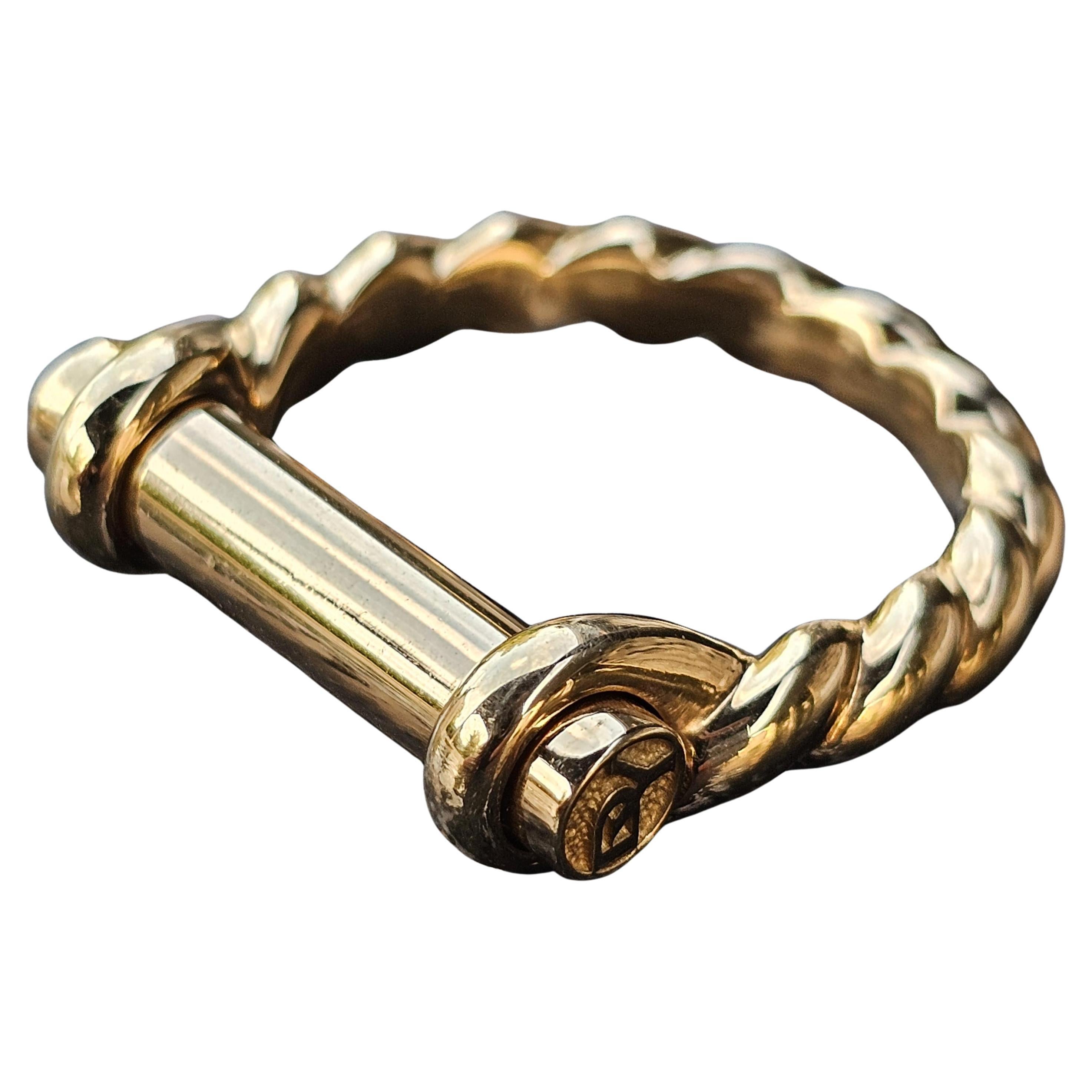 David Yurman Barrel Maritime Ring 18k Yellow Gold Cable Bar 13.8g ~sz 10.5 en vente
