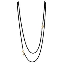 David Yurman Bel Aire Black Acrylic Chain Necklace with 14 Karat Gold Accents
