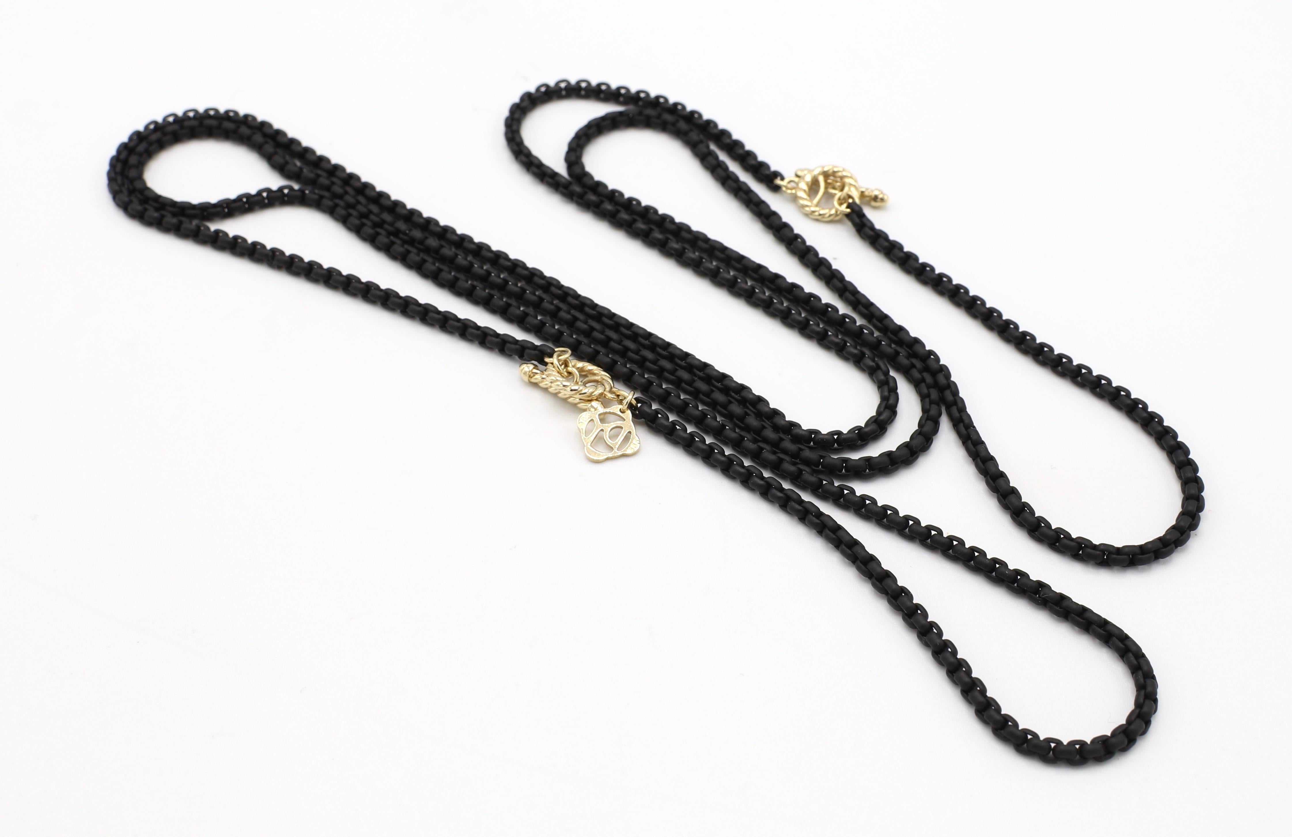 Modern David Yurman Bel Aire Black Acrylic Chain Necklace with 14 Karat Gold Accents