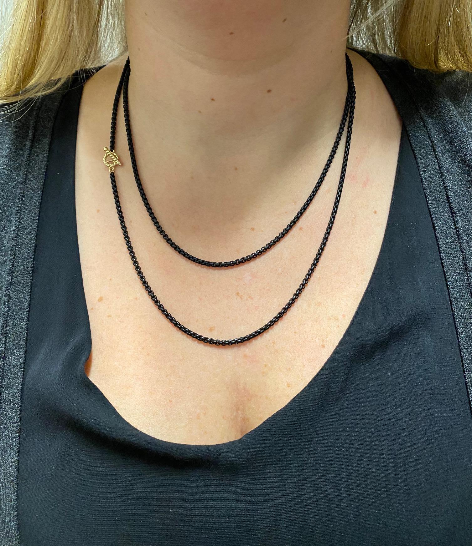 Women's or Men's David Yurman Bel Aire Black Acrylic Chain Necklace with 14 Karat Gold Accents