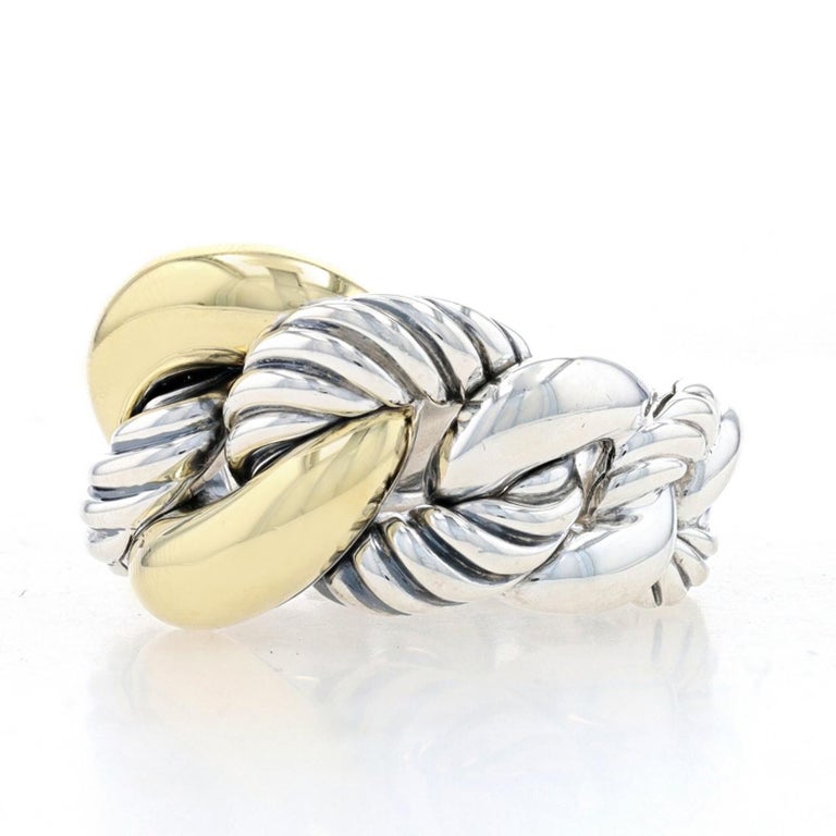 David Yurman Belmont Curb Link Band Sterling 925 Yellow Gold 18k Ring