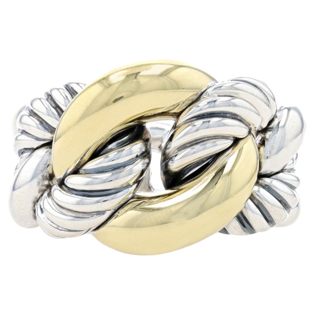 David Yurman Belmont Curb Link Band Sterling 925 Yellow Gold 18k Ring Size  7 For Sale at 1stDibs