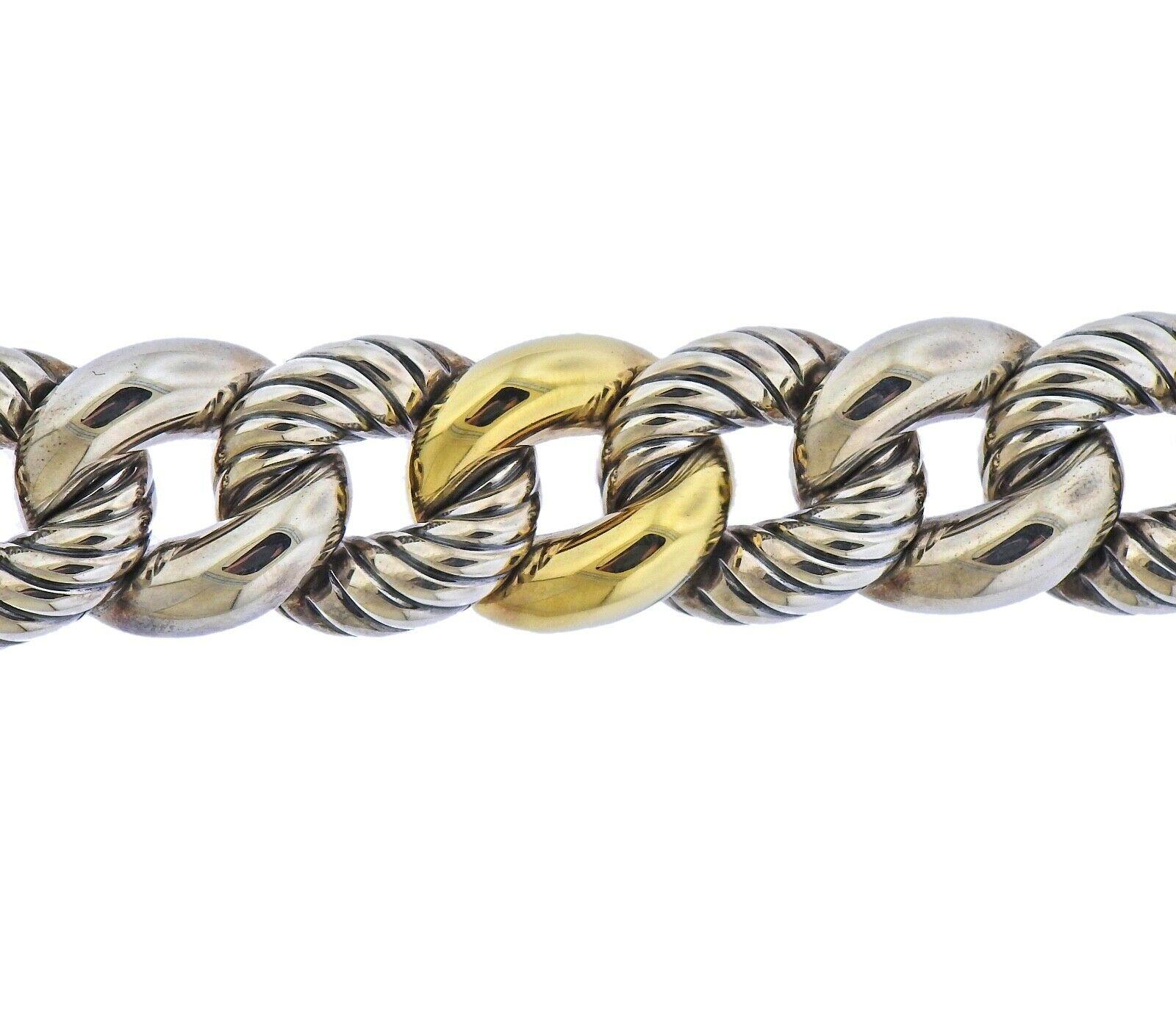 New 18k gold and sterling silver Belmont curb link bracelet by David Yurman. Retail $2000. With box.  Bracelet is 7.5