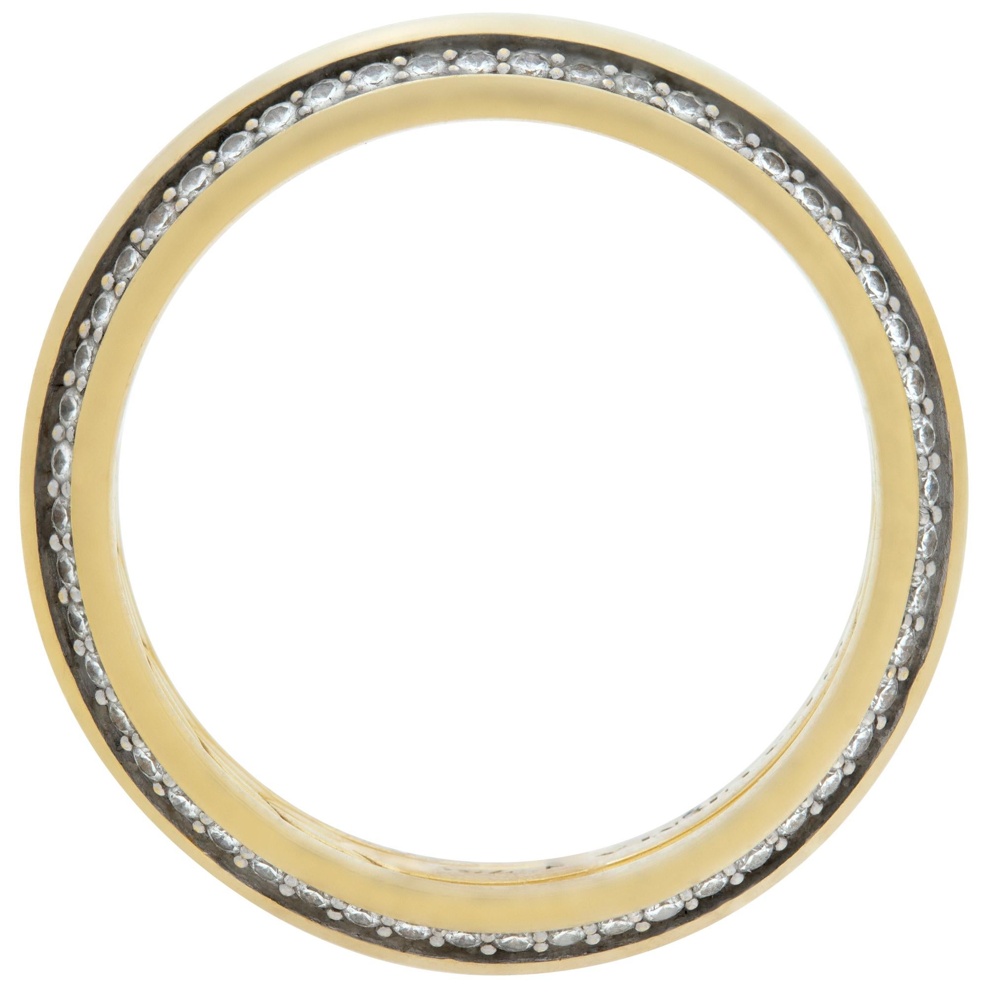 Men's David Yurman beveled band ring in yello gold with 0.67 carats in diamonds.