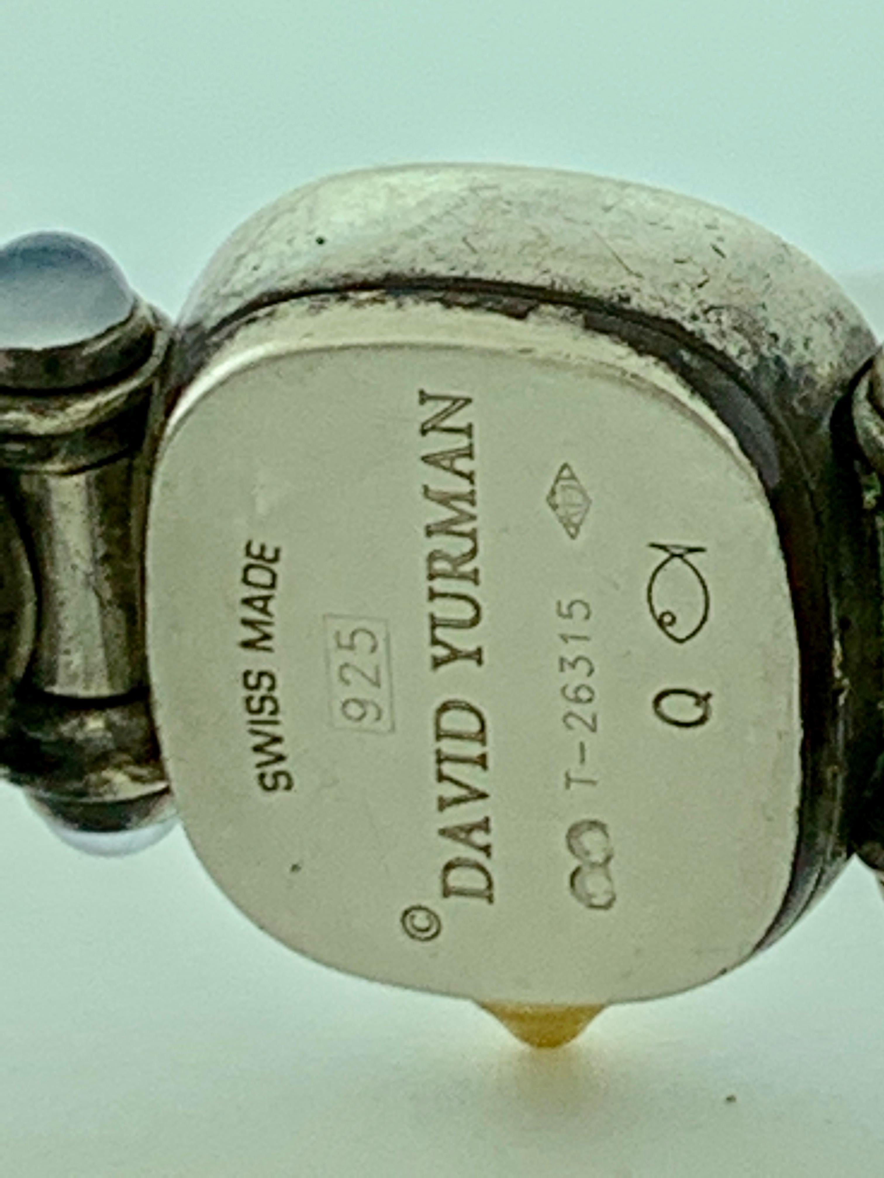 David Yurman Bezel Diamond Watch Cable Bracelet Sterling Silver 14 Karat Gold 3