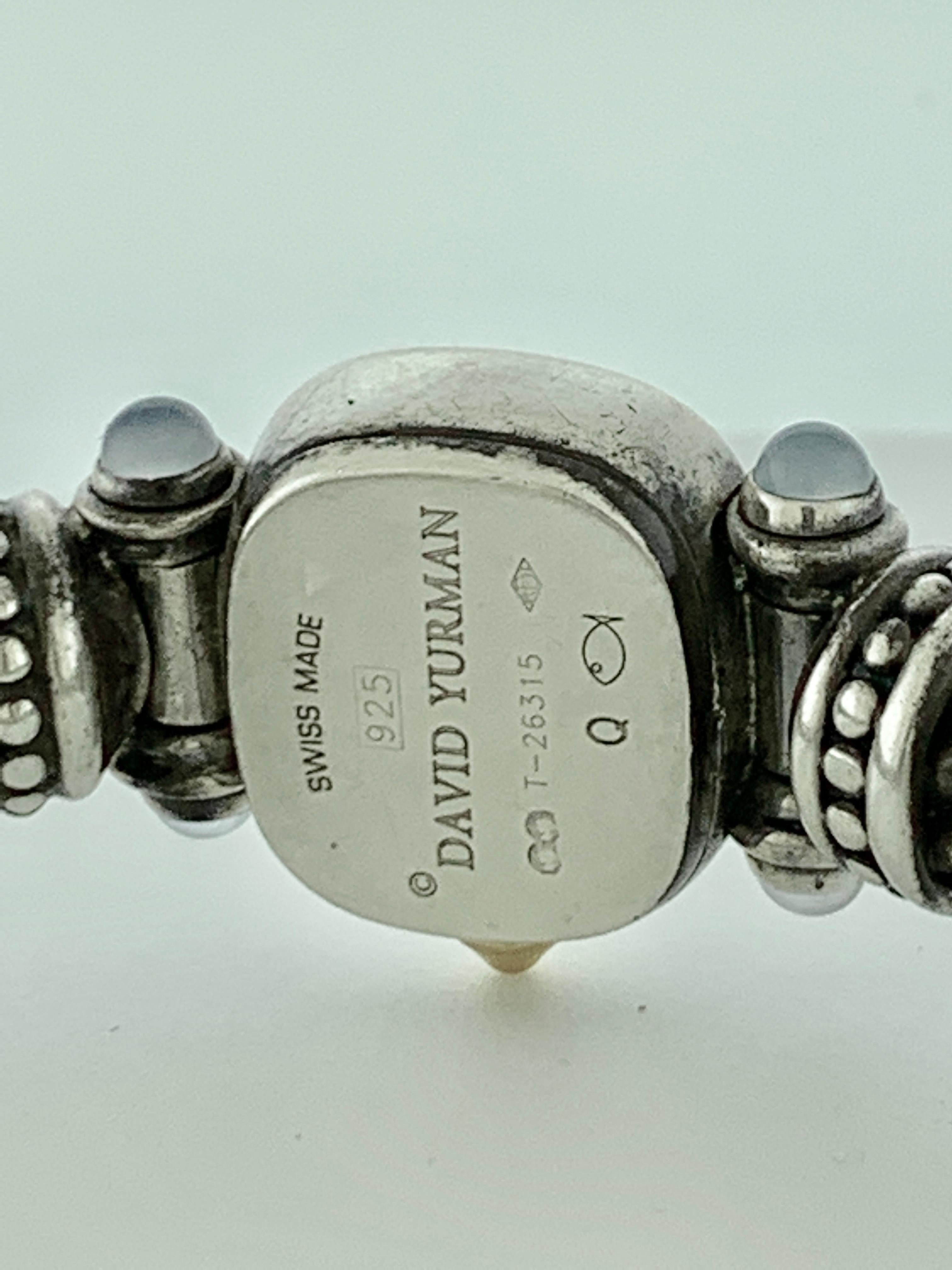 David Yurman Bezel Diamond Watch Cable Bracelet Sterling Silver 14 Karat Gold 2