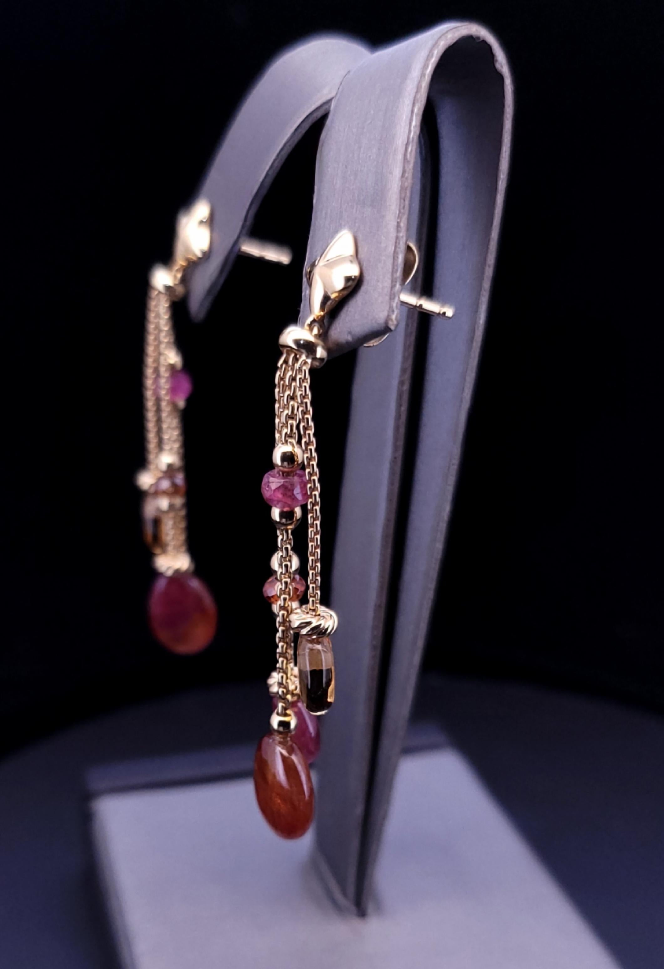 David Yurman Bijoux Bead Link Drop Gemstones - Orecchini in oro giallo 18K in vendita 1